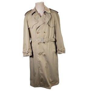 Armand LeRoi Tan Vintage Double Breasted Belted Trench Coat